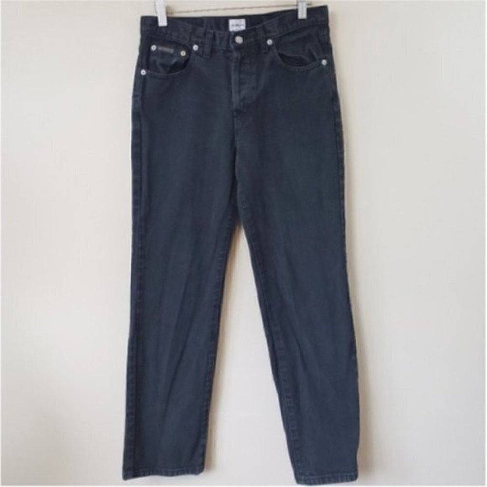 Vintage 90s Calvin Klein Faded Black Mom Jeans Junior Sz 9 High Rise Button Fly